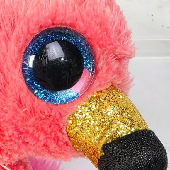 TY Beanie Boo Gilda the Flamingo Plush Pink Blue Eyes - Picture 5 of 5
